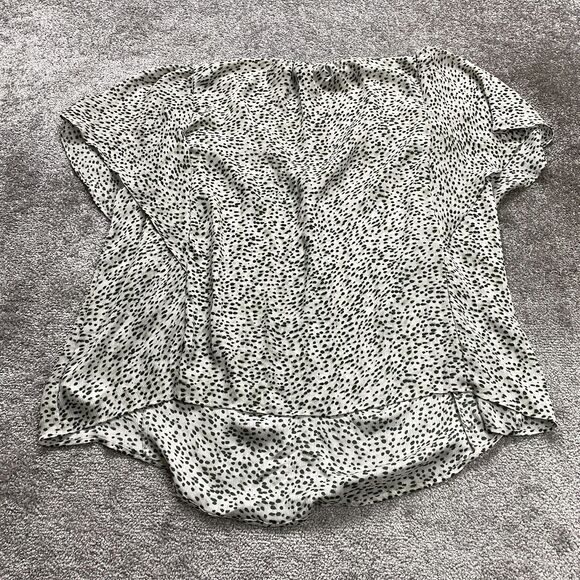 Chaps Blouse Tunic Womens 3XL Black White Polka Dot V-Neck Short Sleeve Casual - Picture 2 of 12